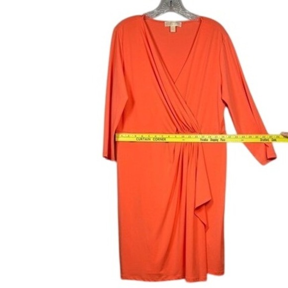 Michael Kors MK Faux Wrap Dress- Orange Size Large - Picture 5 of 11
